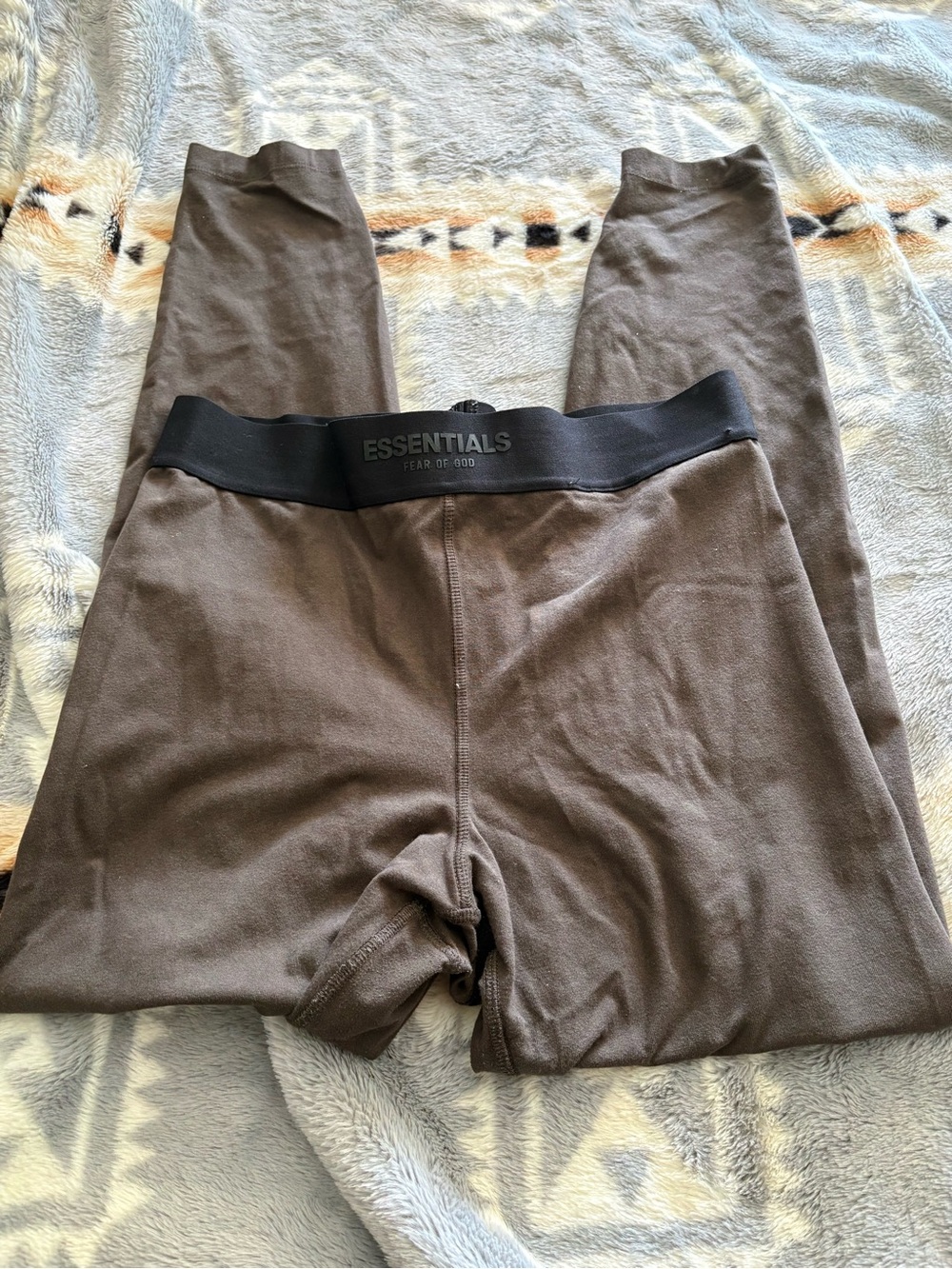 Essentials Brown High-Waist Leggings with Black Waistband